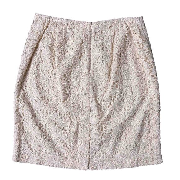 Talbots NWT Crochet Lace Embroidered Pencil Skirt Cream 16W Stretch Cottagecore - Picture 7 of 11